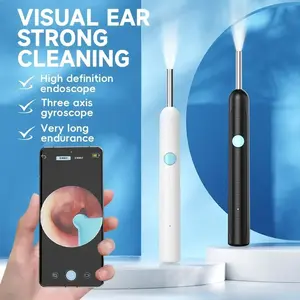 Smart 1080P HD Ear Camera Kit 9 Piece Set for iPhone & Android,Soft Silicone Spoons Rechargeable Battery Black Safe Wax Removal Tool with Crystal Clear View Ear Cleaning Tool Visual Ear Cleaner