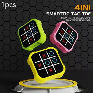 4-in-1 Electronic Tic Tac Toe Game, Portable Handheld Puzzle Game Console, Educational Strategy Family Travel Board Game for Kids & Adults, Family Fun Game