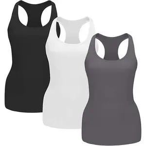 Women's Tummy Control Tank Tops Shaping Running Vest Seamless Compression Racerback Tank Top Summer Outfits in Black White & Charcoal