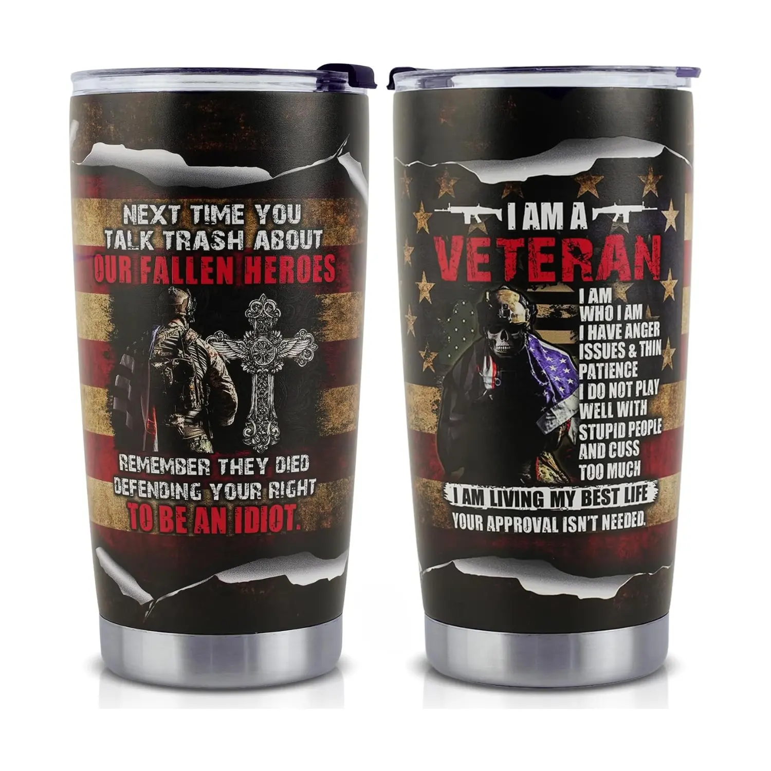 Army Veteran Tumbler 20 Oz, God Veteran Air Force Cup, Jesus Navy Veteran Mug, Fathers Day Marine Veteran Gifts, Veteran Gifts, Veteran Day Gifts