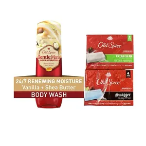 Old Spice Super Hydration Moisturizing Body Wash Vanilla & Coconut 20oz & 8 Bars Soap Daily Scent for Hydration & Moisturize