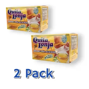 2 Pack Tea Quita Lonja (Ginger+Pinneapple+Flaxseed) 30 Tea Bags 0.10 Oz ea Net Wt 3.17 Oz Herbal tea Support your Digestive Health