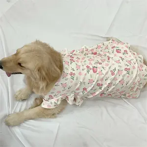 Cute Floral Dog Dress for Spring Summer, Thin Casual Pet, Comfortable Daily Wear for Dogs, Stylish Animal Clothing