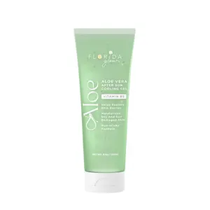 Florida Glow Aloe Vera After Sun Gel - Organic Aloe for Sunburn Relief & Hydrating Non-Sticky, Vitamin B5 Infused Moisturizer for Face & Skin Body Care