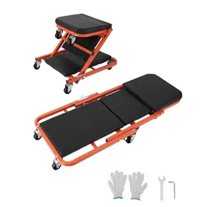 36" Z-Creeper Seat on Wheels, 2-in-1 Foldable Garage Creeper Shop Seat, 330 LBS Capacity Automotive Mechanic Repair Under Car Rolling Mechanic Seat with 6 Swivel Casters