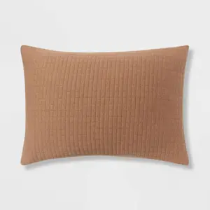 Standard Jersey Quilt Sham Light Brown - Threshold: Cotton Knitted, Machine Washable, No Flange Design