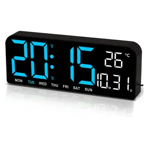 LED Digital Wall Clock Decorative, 10" Digital Alarm Clocks for Bedrooms, Digital Clock Large Display with Temperature/Countdown/Auto Dimmer/Snooze - 12/24H, Modern Wall Clock DigitalLight Set Light Set Gift Home Goods