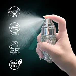1PC 60ml luxury sparkling rhinestone perfume spray | portable mini refillable perfume bottle, manual sparkling crystal fine atomized spray bottle, suitable for travel and parties, women's leak proof cologne perfume dispenser gift
