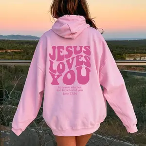 Jesus Loves You Christian Hoodie, Bible Verse Hoodie, Aesthetic Christian Sweatshirts, Jesus Hoodie, Church hoodie, Word On Back Hoodie