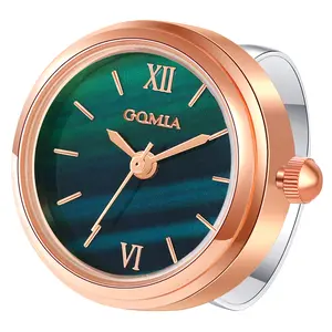 OIDEA Women's Round Ring Watch, Roman Numeral Scale, Adjustable Ring Band, 3ATM Water Resistant, Rose Gold Case Green Dial, 2 Styles