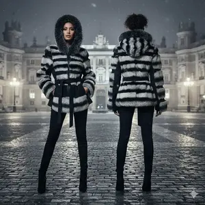 Black Chinchilla Fox and Suede Jacket
