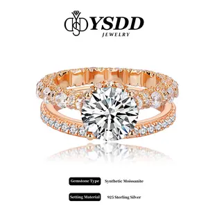 【#445 Fallen Angel】2CT Shimmering Promise Ring with Matching Band vvs Synthetic Moissanite Rings in 925 Sterling Silver