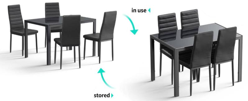 【2 Packages Shipping】Gizoon 5 Piece Glass Dining Table Set, Kitchen and Chairs for 4, PU Leather Modern Room Sets for Home, Kitchen, Living Room Furniture Apartment Furniture