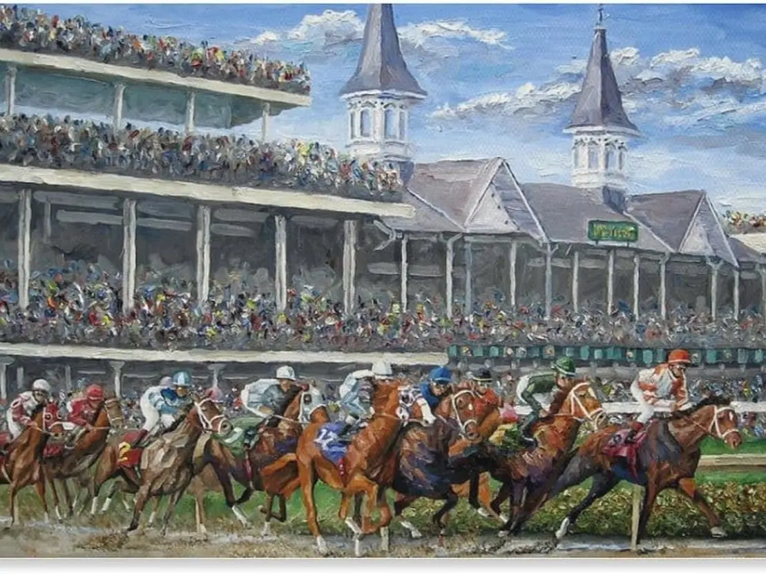 Home Decor Spirit HBHSLAN The Kentucky Derby - Churchill Downs Poster Canvas Wall Art Horse Racing Posters For Room Aesthetic And Decor Poster For Living Room Bedroom Office Decor 16x24inch(40x60cm) (UNFRAMED)