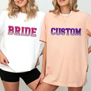 Bride T-Shirt, Bachelorette party tee, Bridal showerTee, Custom Bridesmaid Shirt, Bride And Bridesmaid Tee, Faux Glitter Bridal Party Matching Shirts, Bachelorette Party Bride T-Shirt