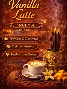 Vanilla Latte Incense - Scented Fragrance Pack for Aroma Freshening, Ideal for Coffee Lovers and Perfume Enthusiasts