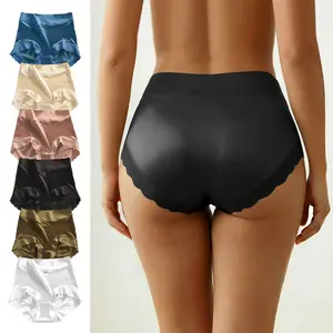 Women's Ice Silk Seamless Support Briefs, Minimalist Basic Design, No Rolled Edges, Soft Breathable Cotton Fabric, Multi-Color Options, Elegant Fit, Suitable for Everyday Wear & Menstruation, Women's Intimate Apparel Outfits