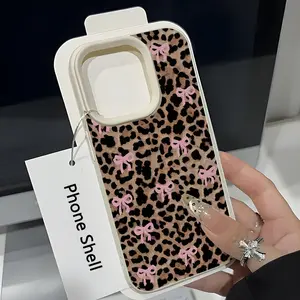 Leopard Bow UV Print Phone Case, Tpu Protection for iPhone 17 16 15 14 13 12 11 X Pro Max Plus, Fashion Gift Idea