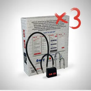 GunLox Kit - Universal Lock Operated by Smartphone Face ID, Includes 3 Pack of Locks, Mobile App Access, and USB Charging Cable