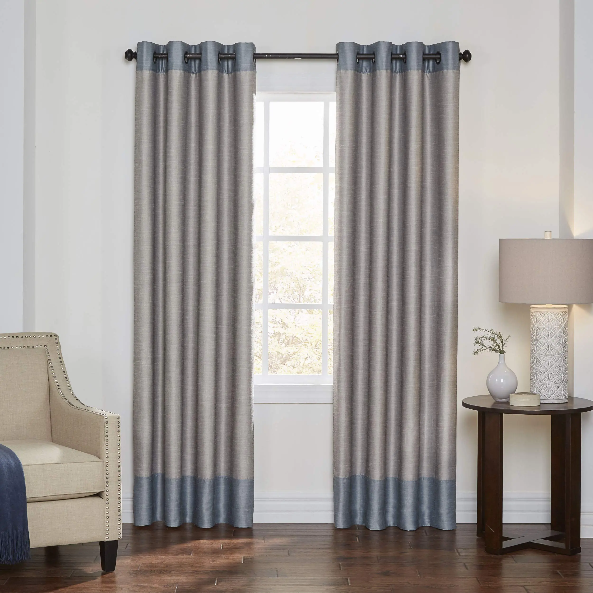 Eclipse Monty Grommet Top Curtains for Bedroom, Single Panel, 50" x 84", Spa/Cream