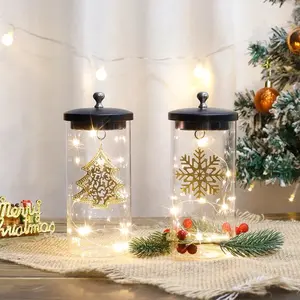 Christmas Table Lamp 7’ H Set of 2 Christmas Tree and Snowflake battery powered LED light Decor Glass Magical Room Ornaments Decoration