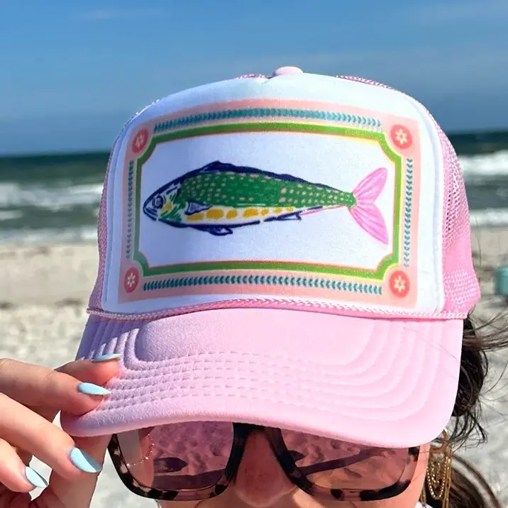 Trendy, Girly, Colorful Fish Trout Trucker Hat
