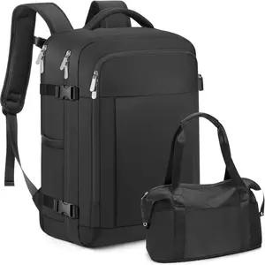 Travel Backpack For Women, 40L Carry- Backpack, Airline Approved Personal Item Bag,  Laptop Backpack with Large Duffel, Casual Daypack for Buisness Gym  Hiking (Black)