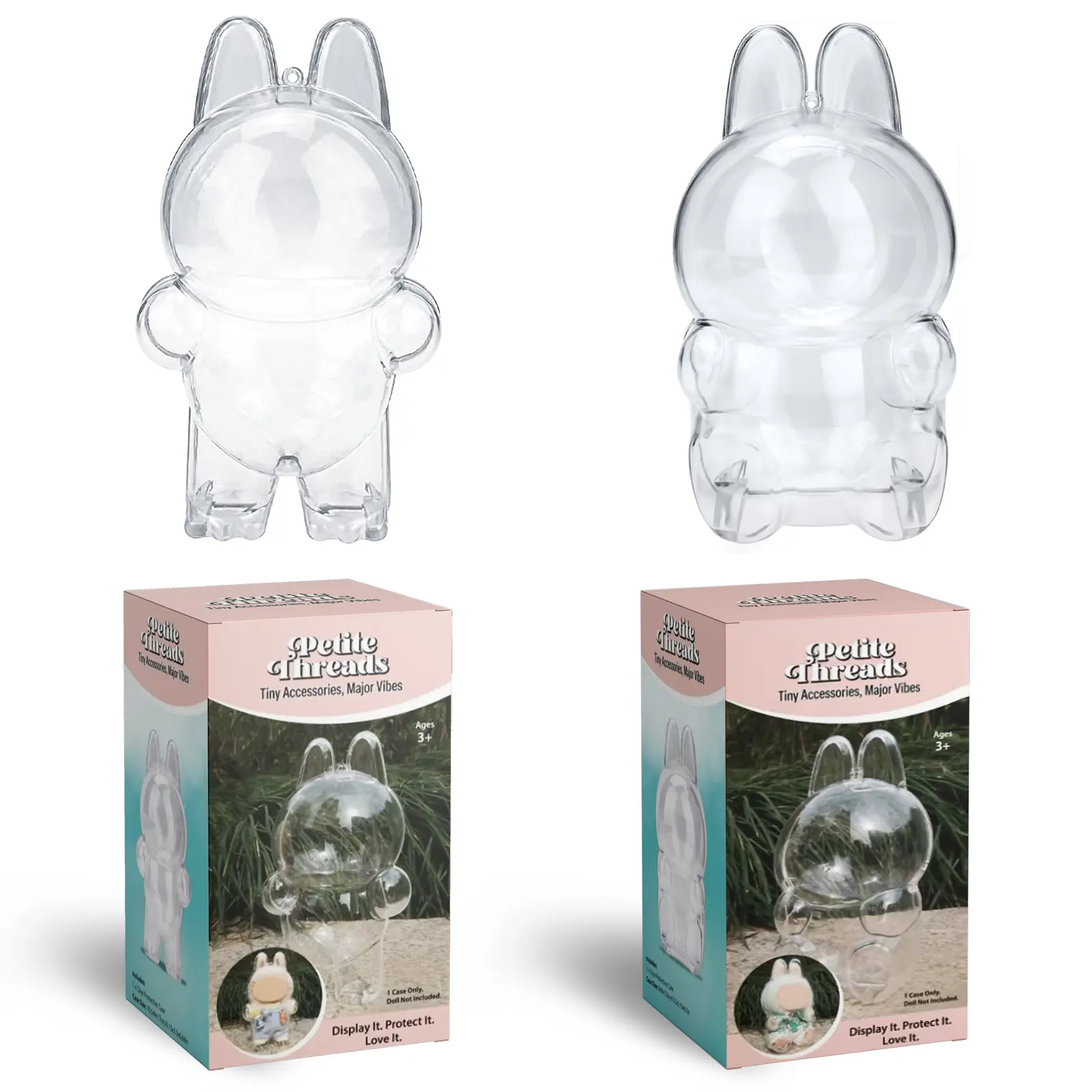 Protective Clear Case for LaBUBU Clear Display Case with Keychain (Doll Excluded, 1PCS Standing)-BY