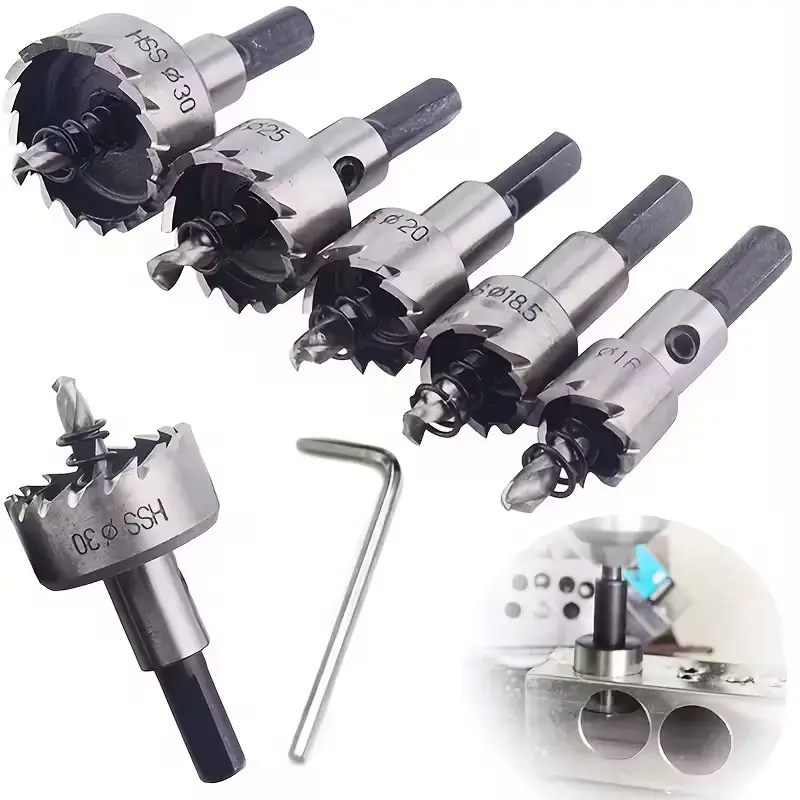 5-Piece Durable Precision Metal Hole Punch Drill Bit Set, Ideal for Stainless Steel, Aluminum, Plastic, Wood, Versatile Hardware Tool Kit