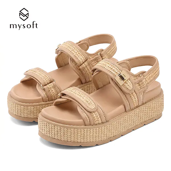 mysoft Women's Buckle Platform Wedge High Heel Sandals - Open Toe, Thick-Soled Chunky Heels, Cushioned Insole, Height-Boost Comfy Walking Summer Footwear, Ideal Gift Option, Women's Sandals, Sandals Women, Heels Shoes For Women