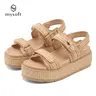 Mysoft Women's Buckle Platform Wedge High Heel Sandals - Open Toe, Chunky Sole, Cushioned Insole, Fashion Casual Wedge Sandal Shoes for Women, Summer Footwear, Ideal Gift for Students, TikTok Shop Pick