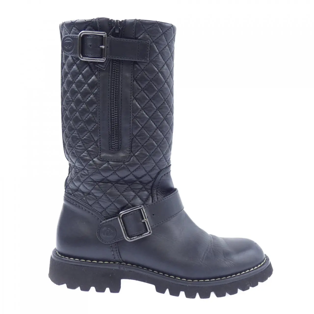 Pre-owned CHANEL Calfskin Small Leather Goods HIGH BOOTS Supple Calf Boots