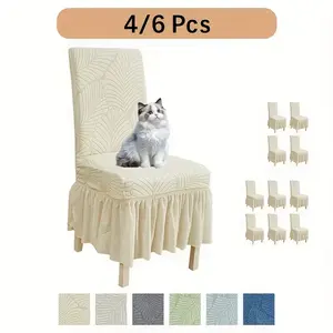Elastic jacquard chair covers, universal banquet chair covers, dustproof and stain-resistant, removable and machine-washable furniture protective covers, 6-piece set