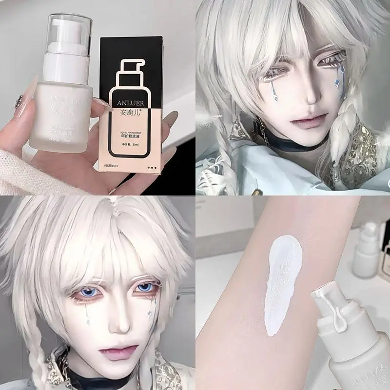 Pure White Liquid Foundation 30ml Matte Full Coverage Long Lasting Waterproof Face Makeup Base Cream For Cosplay Halloween Stage
