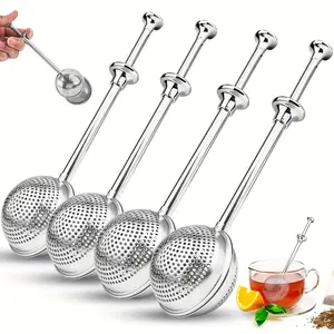 [Tea Strainers Set] 2pcs Stainless Steel Tea Strainers, Press-On Tea Infuser with Teapot Clip, Tealight Filter Ball for Water Separation