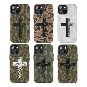 Can Do All Things Through Christ Who Strengthens Me Camo Cross Phone Cases  for iPhone 17, 16, 15, 14, 13, 12, 11 Pro Air Plus ProMax and Samsung S26-S22 Plus shock-absorbing phone cases, fashionable gift.