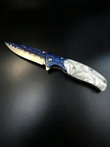Fishing tools, EDC men's knife, white resin handle, camping equipment, holiday gifts.