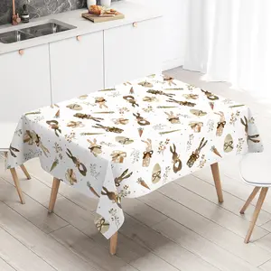 New Easter Bunny Eggs Plastic Waterproof Tablecloth Easter Decor For Home 2025 Plants Table Cloth Easter Party Supplies Decor Gifts