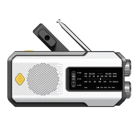 Solar Emergency NOAA Weather Radio, Compact Portable Hand Crank AM/FM/WB Radio with LED Flashlight & Power Bank & SOS Alarm, Professional Emergency Equipment for Indoor Outdoor Hiking Camping, Solar Powered Radio, Handheld Radio