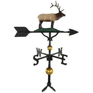 212 MAIN Montague Metal Products 300 Series 32" Tall Deluxe Color Elk Weathervane - Recycled Aluminum Outdoor Decor, Elk Theme, Adjustable Base, Wind Direction Indicator for Outdoor Furniture Set