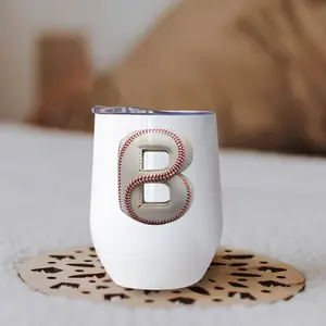 12oz Baseball Stitched Letter Pattern Wine Glass with Lid, Stainless Steel Coffee Cup, Perfect Graduation Gift for Family Friends Lover, Tumbler