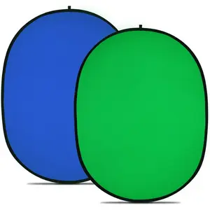Chromakey Backdrops, Double Sided Green Screen and Blue Screen, 2 in 1 Collapsible and Reversible Background for Photography, Gaming and Live Streaming, 5'×6.6'/1.5m×2m (Green/Blue)