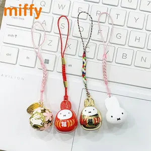 Kawaii Miffy New Small Bell Pendant Cartoon Rabbit Japanese Style Braided Rope Mobile Mobile Phone Chain Girl Birthday Gift