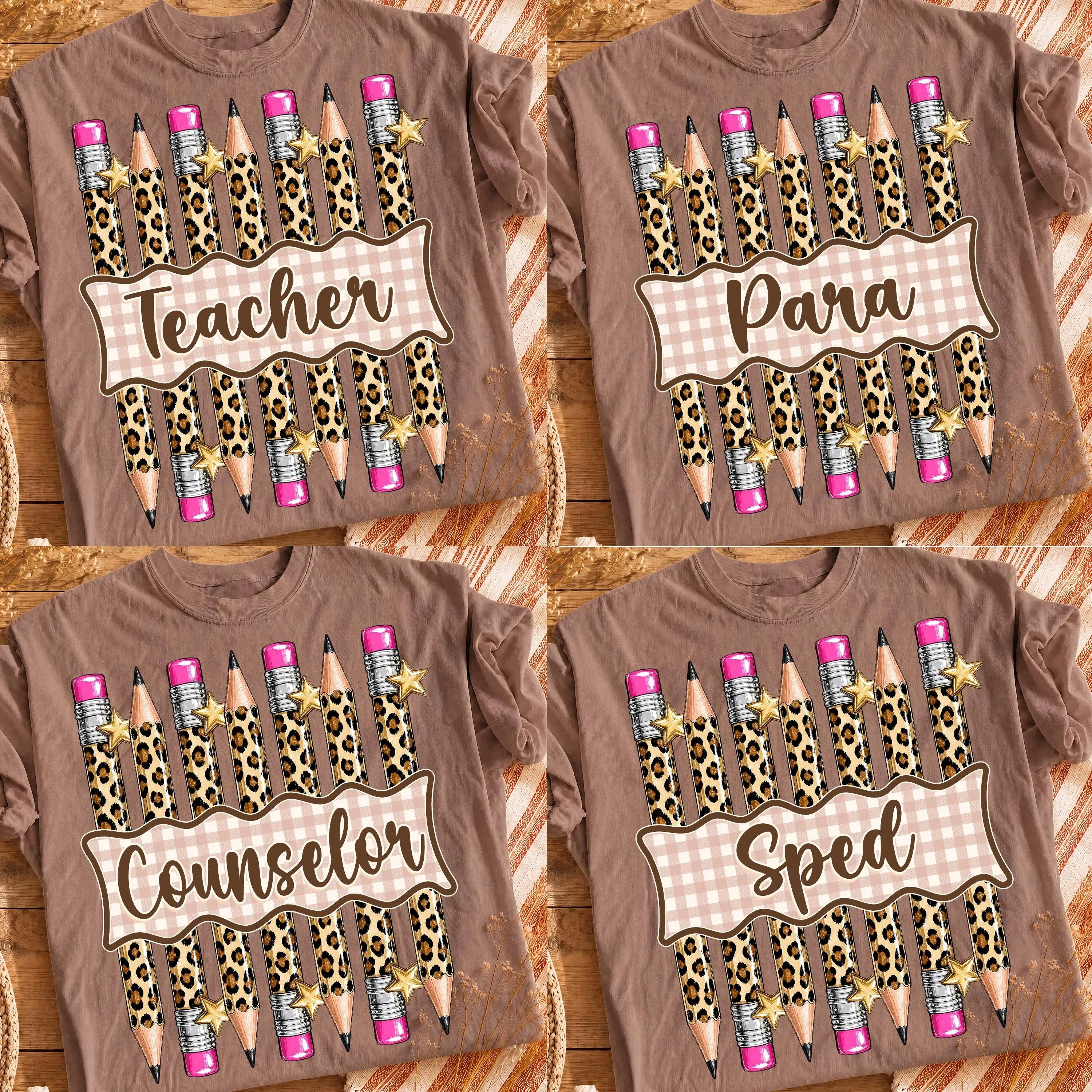 Comfort Colors Teacher Squad Shirt, Leopard Pencil Back To School Tee, Para Counselor Sped School Staff Matching Faculty Group Apparel Tshirt