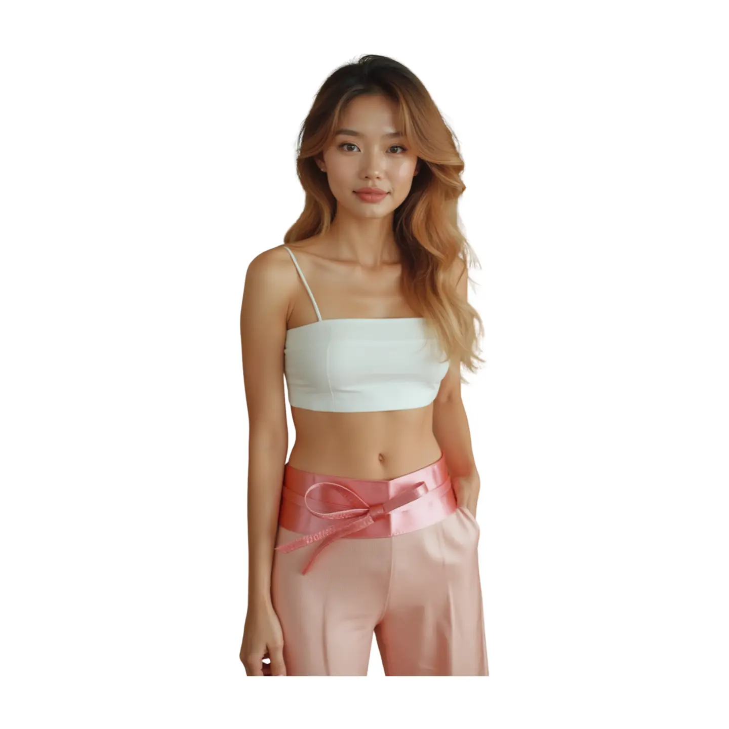 TFJ Women Fashion Wide Fabric Wrap Around Tie Belt High Waist Hip S M Pink