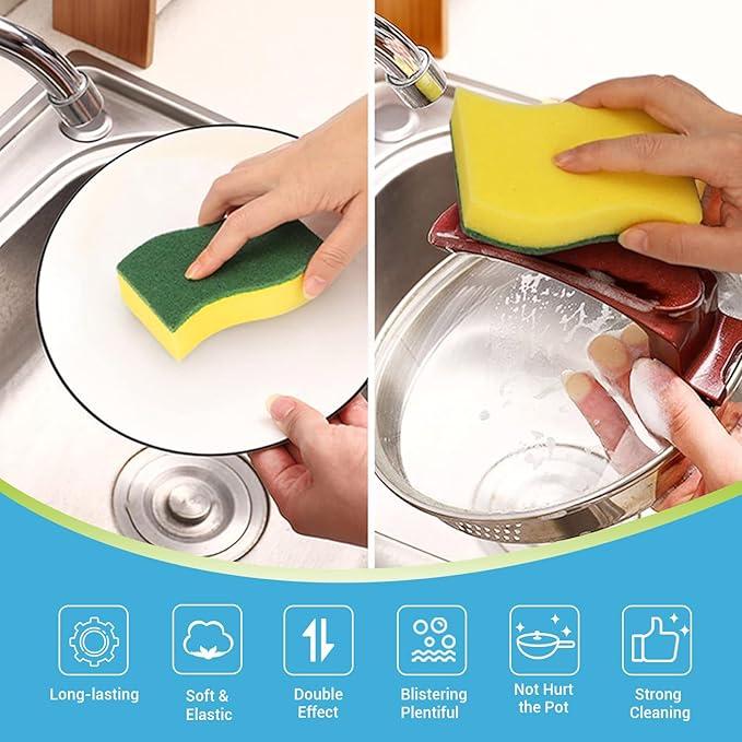 Heavy Duty Scrub Sponge-50 Count, Cleaning Sponge, Kitchen Dish Sponge, Effortless Cleaning Eco Scrub Pads for Dishes,Pots,Pans All at Once