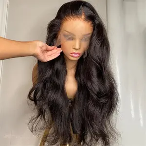 Bling Hair Body Wave 13x4 HD Transparent Lace Frontal Wig For Black Women Pre Plucked 100% Brazilian Real Hair Wig Nature Color