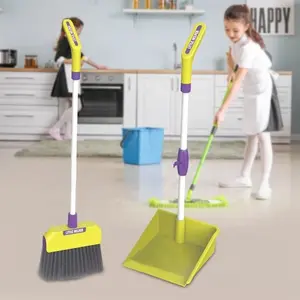 Portable Plastic Simulation Home Helper Set, Kids Cleaning Game Broom Set, Indoor Role Play Washing Kit, Pretend Play Set, Develops Hand Skills and Labor Fun