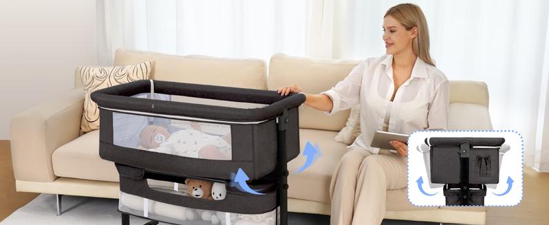 Baby Bassinet, Baby Basinet Bedside Sleeper, Easy to Fold Portable Crib Side Bassinet 2025new Style Girl/boy bassinets Height Adjustable Versatile