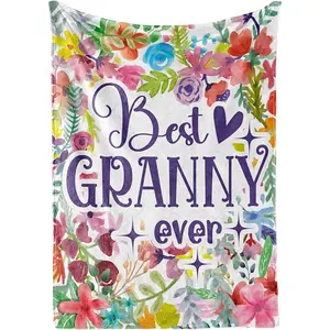 Granny Gifts, Grandma Gifts for Granny, Flannel Throw Blankets on Mother's Day, Christmas, Birthday, 50" x 65", Flowers